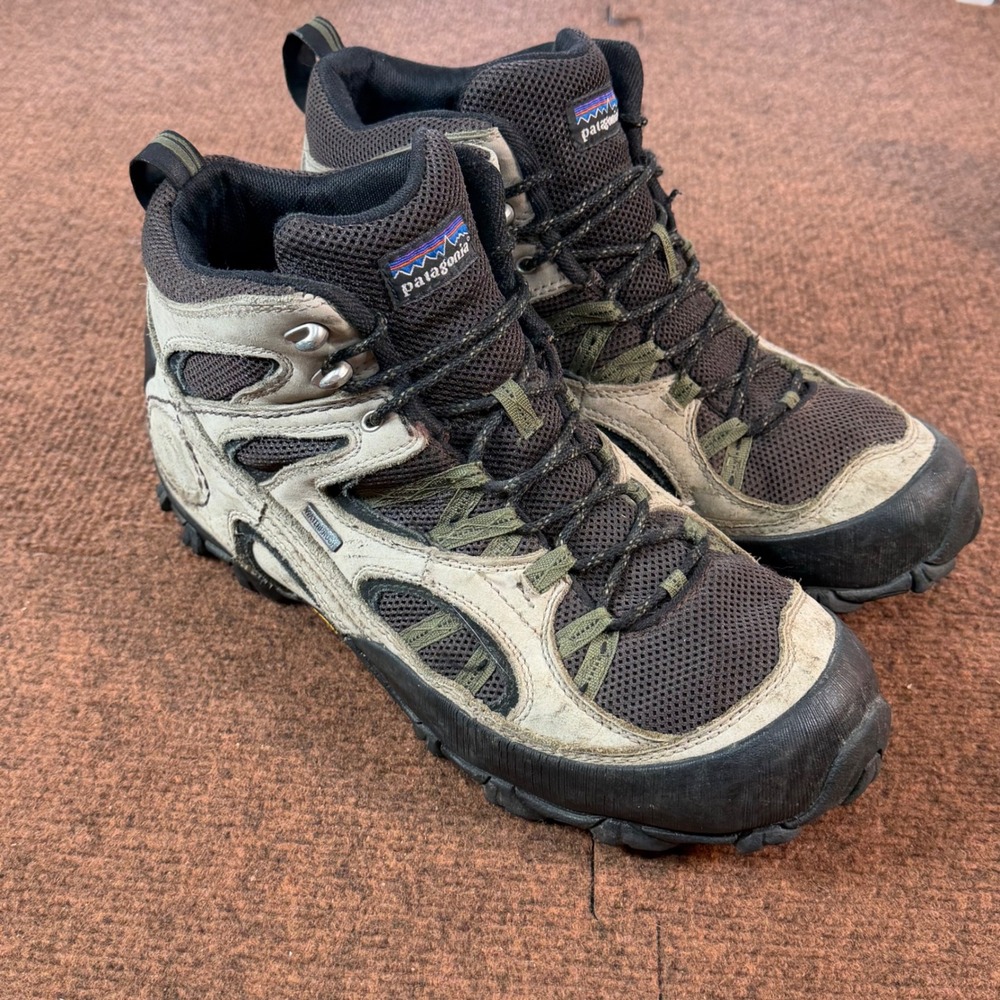 Patagonia Bungee Cord Waterproof Hiking Boots Mens 10 Vibram Tan Black T81027 B+